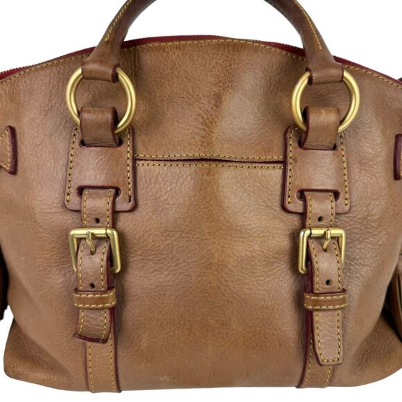 Dooney & Bourke Florentine Bristol Tan Leather Zip Domed Satchel Handbag Purse - Picture 5 of 13